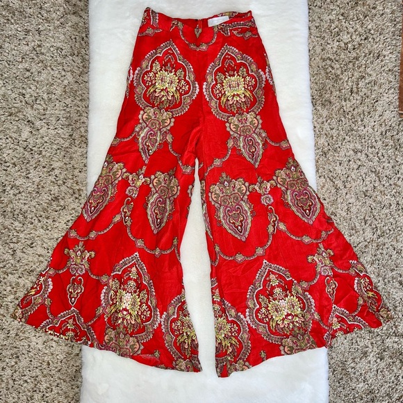 Anthropologie Manon Pants Red Paisley Size 0 - Picture 3 of 9